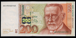 200 DM 2. Januar 1996, Banknote in kassenfrischer Erhaltung.&nbsp;